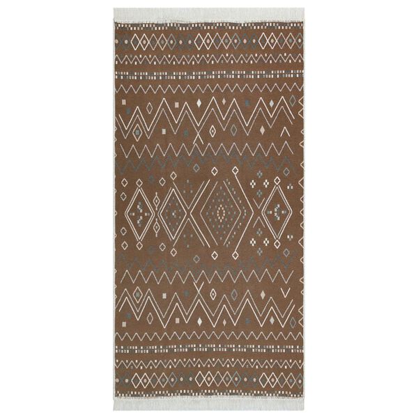vidaXL Matto beige ja sininen 100x300 cm puuvilla