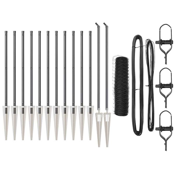 vidaXL Aitalatu Harmaa 25 x 0,4 m (36 mm verkko) Ter&auml;st&auml; ja PVC:t&auml;