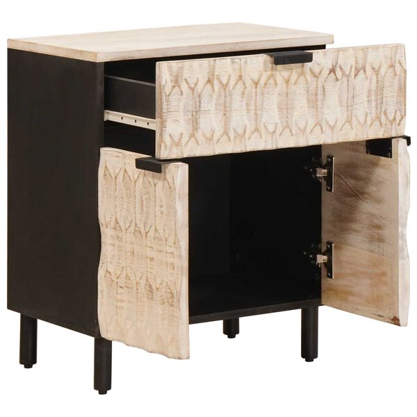 vidaXL Y&ouml;p&ouml;yt&auml;kaappi Valkoinen 50 x 33 x 60 cm Kiinte&auml; mango puu