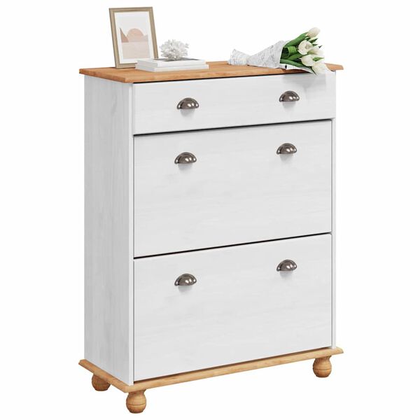 vidaXL Kenk&auml;kaappi ASKIM Valkoinen 85 x 35 x 108 cm Massiivinen m&auml;nty