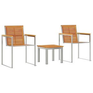 vidaXL Aurinkotuoli 3 kpl Kiinte&auml; akasiapuu ja ruostumaton ter&auml;s