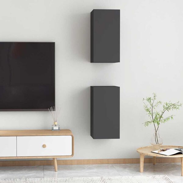 vidaXL TV-tasot 2 kpl harmaa 30,5x30x60 cm tekninen puu