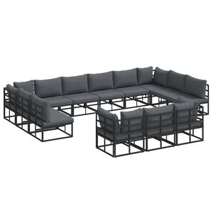 vidaXL Puutarhasohva Setti tyynyll&auml; 13 pcs Musta Alumiini