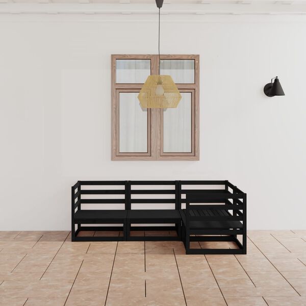 vidaXL 4-osainen Puutarhasohvasarja musta t&auml;ysi m&auml;nty