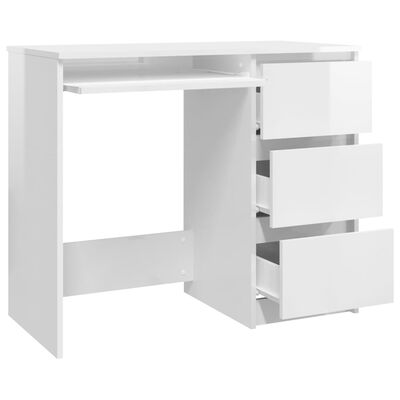vidaXL Työpöytä korkeakiilto valkoinen 90x45x76 cm lastulevy