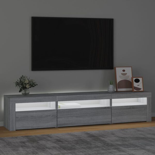 vidaXL TV-taso LED-valoilla harmaa Sonoma 195x35x40 cm