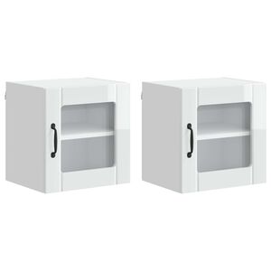 vidaXL Sein&auml;lasi kaappi LUCCA 2 pcs Korkeakiiltoinen valkoinen