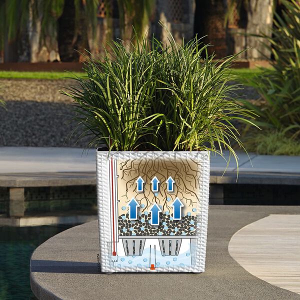 LECHUZA Kukkalaatikko CUBE Cottage 40 ALL-IN-ONE valkoinen