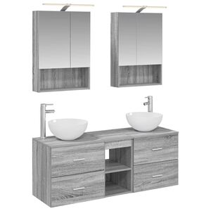 vidaXL Kylpyhuonekalustesetti 5 pcs Harmaa Sonoma Tekninen puu ja lasi