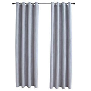 vidaXL Pimennysverhot metallirenkailla 2 kpl harmaa 140x175 cm