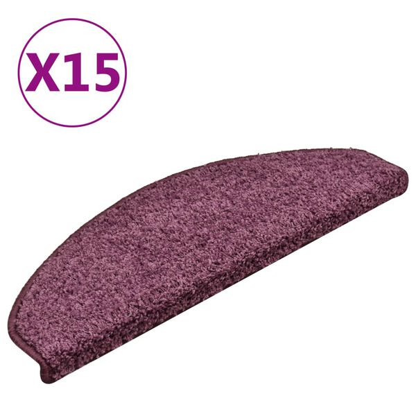 vidaXL Porrasmatot 15 kpl 65x21x4 cm tummanvioletti puolipy&ouml;re&auml; suuri