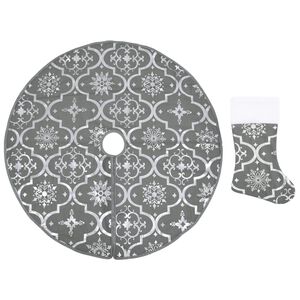 vidaXL Ylellinen joulukuusen jalustapeite sukalla harmaa 90 cm kangas