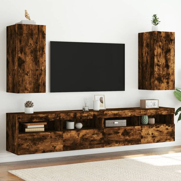 vidaXL TV-sein&auml;kaapit LED-valoilla 2 kpl savutammi 30,5x35x70 cm