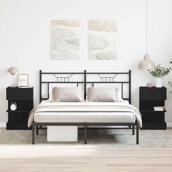 vidaXL Yöpöytäkaappi 2 pcs Musta tammi. 40 x 35 x 65 cm Tekninen puu