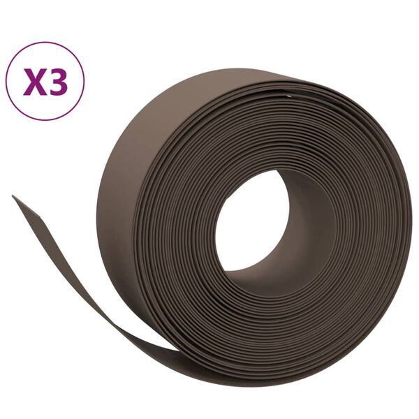 vidaXL Puutarhareunukset 3 kpl harmaa 10 m 20 cm polyeteeni