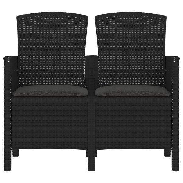 vidaXL 2-osainen Puutarhapenkki tyynyill&auml; PP rottinki grafiitti