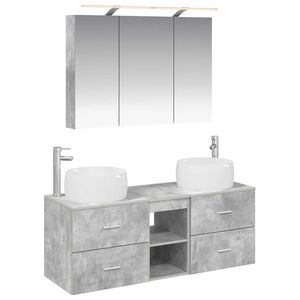 vidaXL Kylpyhuonekalustesetti 4 pcs Betoninharmaa Tekninen puu ja lasi