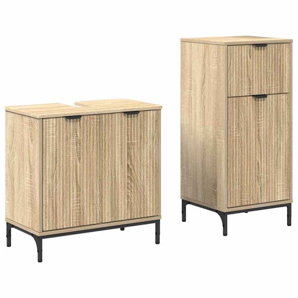 vidaXL Kylpyhuonekalustesetti laatikon kanssa 2 pcs Sonoman tammi