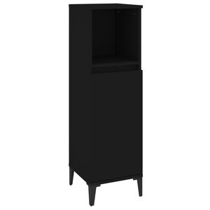 vidaXL Kylpyhuoneen kaappi musta 30x30x100 cm tekninen puu
