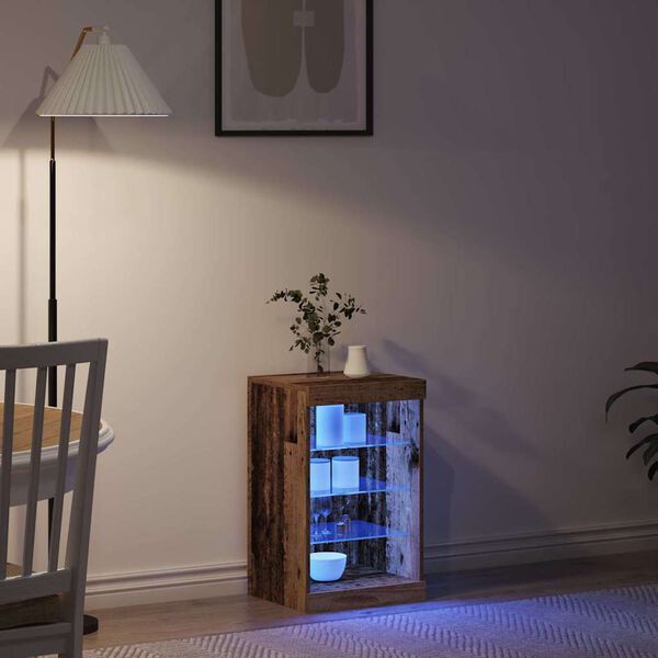 vidaXL LED-p&ouml;yt&auml;taso Vanha puu 41 x 37 x 67 cm Tekninen puu