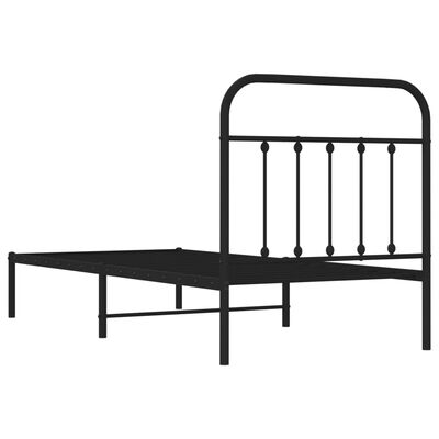 vidaXL Metallinen sängynrunko päädyllä musta 90x190 cm