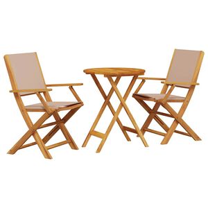 vidaXL 3-osainen Bistrosarja taupe kangas ja t&auml;ysi m&auml;nty