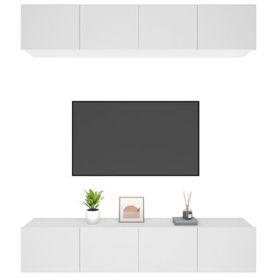 vidaXL TV-kaapit 4 kpl valkoinen 80x30x30 cm tekninen puu