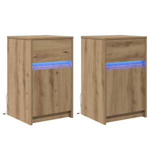vidaXL LED-y&ouml;p&ouml;yt&auml;kaappi 2 pcs artesaani tammi 38 x 34 x 61 cm