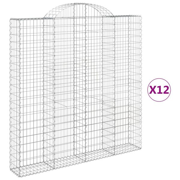 vidaXL Kaarevat kivikorit 12 kpl 200x30x200/220 cm galvanoitu rauta
