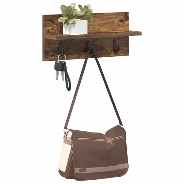 vidaXL Sein&auml;lle asennettava takkihylly Savup&auml;hkin&auml; 40 x 10,5 x 18 cm