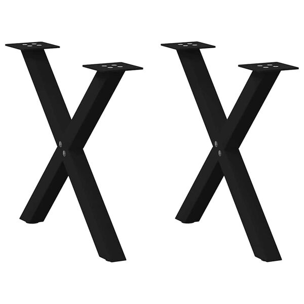vidaXL Sohvapöydän jalat X-muotoiset 2 kpl musta 60x(42-43) cm teräs