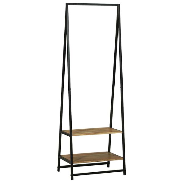vidaXL Vaateväline hyllyllä Musta 60 x 45 x 180 cm Täysi Akaasiapuu