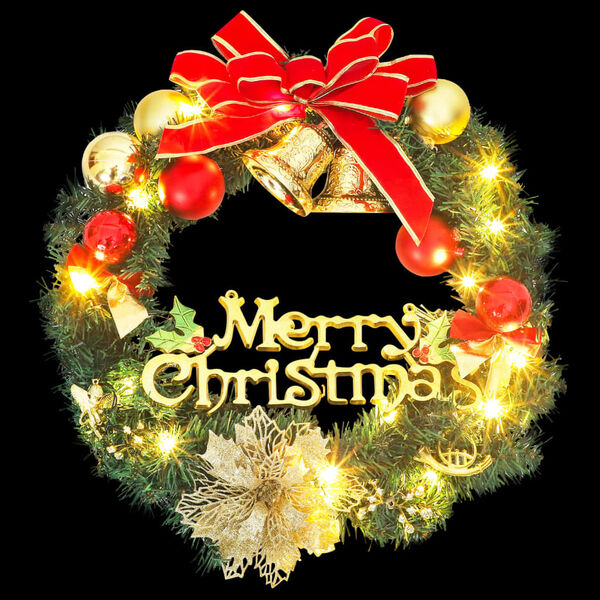 vidaXL Jouluseppele 15 LED-valoilla vihreä 30 cm