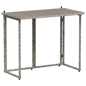 vidaXL Taitettava puutarhap&ouml;yt&auml; Harmaa 90x51x75 cm polyrottinki