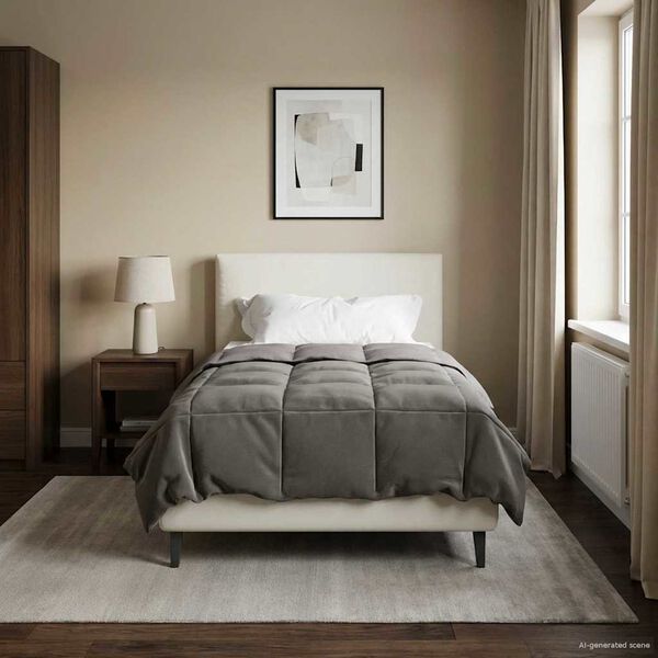 vidaXL Kes&auml;peitto Quiltottu Vaaleanharmaa 135 x 200 cm Mikrokuitu