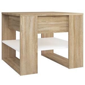 vidaXL Sohvap&ouml;yt&auml; valkoinen ja Sonoma-tammi 55,5x55x45 cm tekninen puu