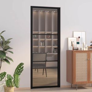 vidaXL Sis&auml;ovi 76x201,5 cm musta ESG-lasi ja alumiini