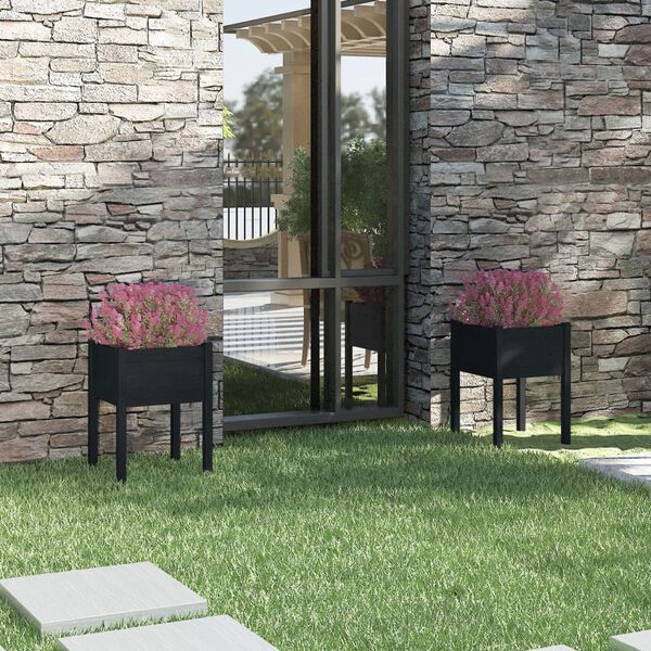 vidaXL Puutarhan kukkalaatikot 2 kpl musta 50x50x70cm t&auml;ysi m&auml;nty