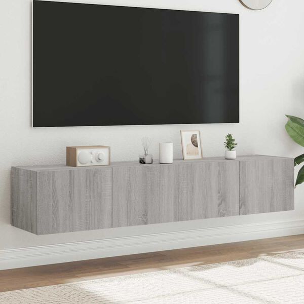 vidaXL TV-sein&auml;kaapit LED-valoilla 2 kpl harmaa Sonoma 80x35x31 cm