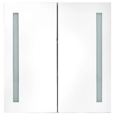 vidaXL LED kylpyhuoneen peilikaappi valkoinen ja tammi 62x14x60 cm
