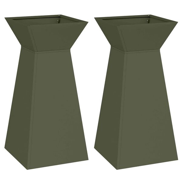 vidaXL Sarakkeellinen ruukku 2 pcs Oliivi 35 x 35 x 73 cm