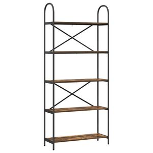 vidaXL Kirjahylly 5 tasoa 80 x 30 x 183 cm Tekninen puu Savup&auml;hkin&auml;