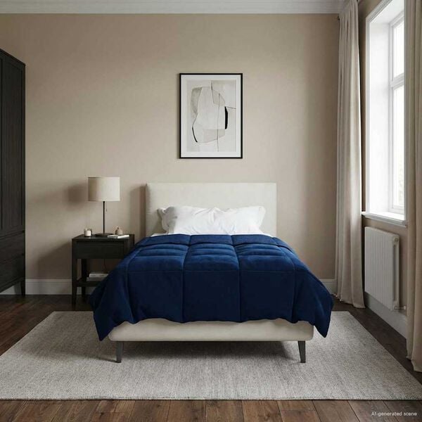 vidaXL Koko Vuoden Peitto Tumma Sininen 135 x 220 cm Mikrokuitu