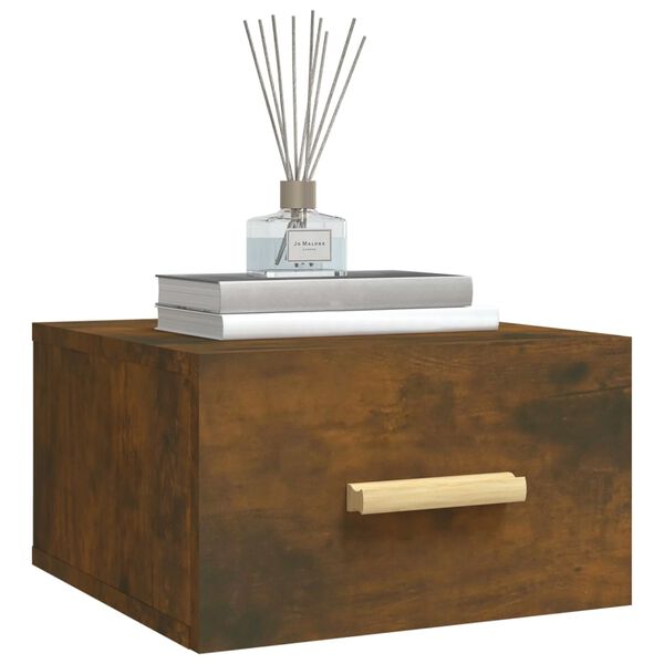 vidaXL Seinäkiinnitettävät yöpöydät 2 kpl savutammi 35x35x20 cm