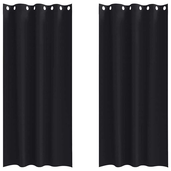 vidaXL Piment&auml;v&auml; verho renkailla 2 pcs Musta 225 x 140 cm Polyesteri