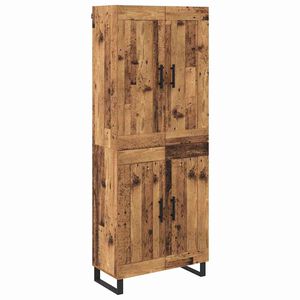 vidaXL Korkea kaappi Vanha puu 69,5 x 34 x 180 cm Tekninen puu