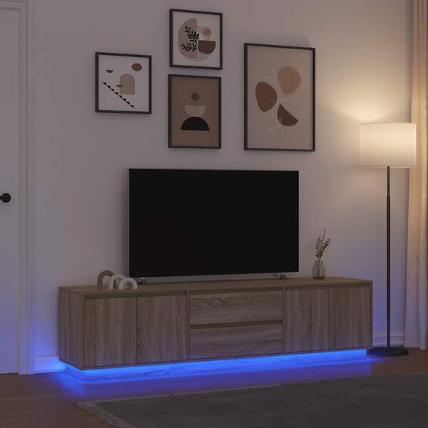 vidaXL TV-taso LED-valoilla Sonoma-tammi 193,5x41x50 cm