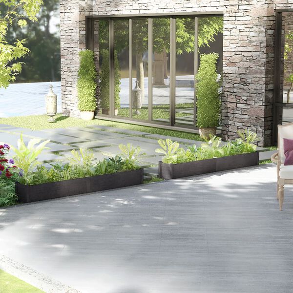 vidaXL Puutarhan kukkalaatikot 2 kpl harmaa 200x31x31 cm t&auml;ysi m&auml;nty