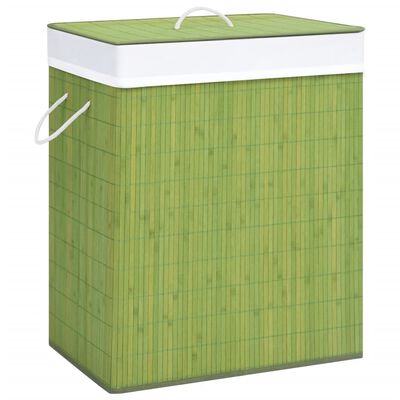 vidaXL Bambu pyykkikori 2 osiota vihreä 100 l