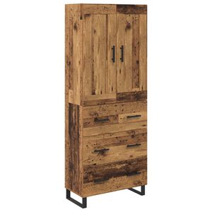vidaXL Korkea kaappi Vanha puu 69,5 x 34 x 180 cm Tekninen puu